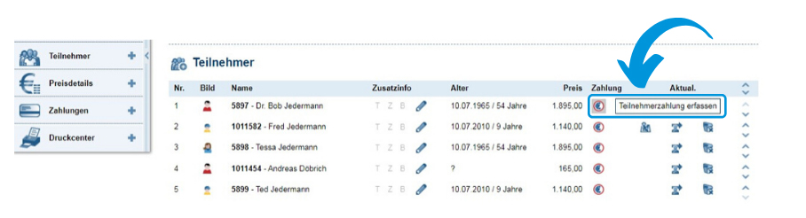ARGUS Tipp: Zahlung aus Teilnehmer